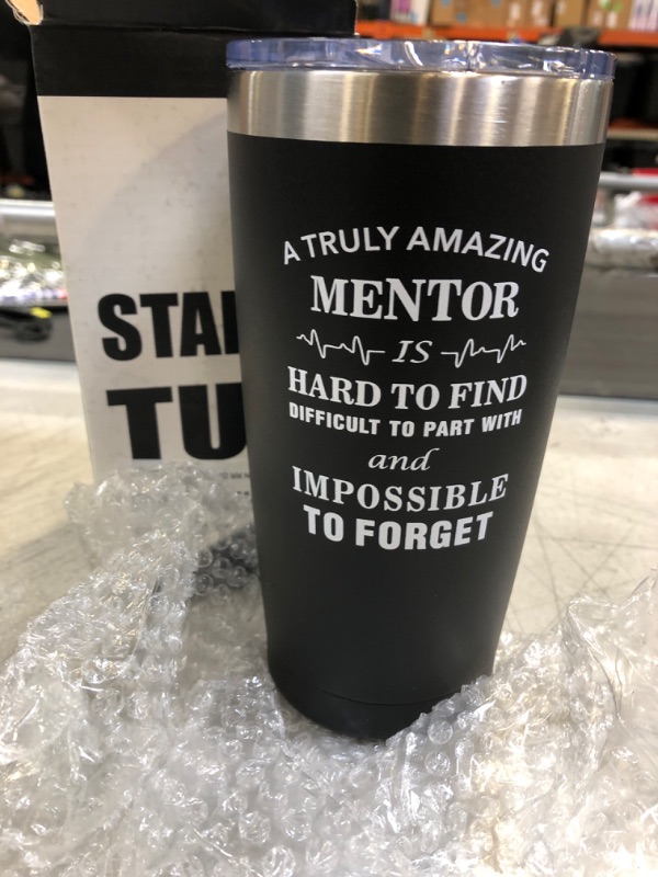 Photo 2 of A Truly Amazing Mentor is Hard To Find Travel Mug Tumbler.Mentor Gifts.Thank you,Leaving Appreciation Retirement Gifts for Mentor Manager Boss Men Women.(20 oz Black)