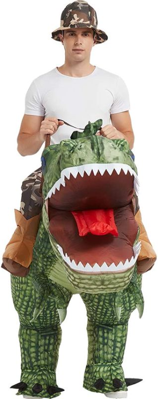 Photo 1 of  Inflatable Costume Dinosaur Riding T Rex Air Blow up Funny Party Halloween Costume for Adult