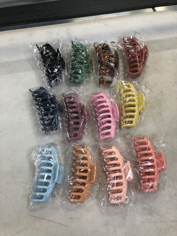 Photo 2 of 12 Pcs Large Hair Clips for Women with Non-slip Material 4.3 Inches Banana Hair Claw Clips Strong Jaw and Lightweight Claw Clips for Thick Hair and Thin Hair Best Gift Hair Accessories for Women
