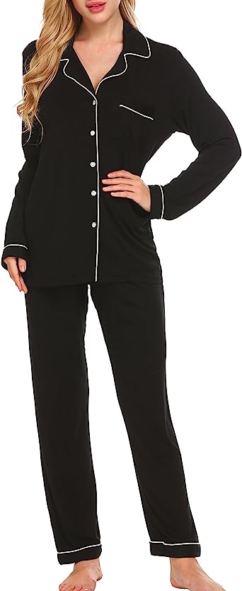 Photo 1 of  Pajamas Women's Long Sleeve Sleepwear Soft Button Down Loungewear Pjs Set Nightwear XS-XXL
medium 