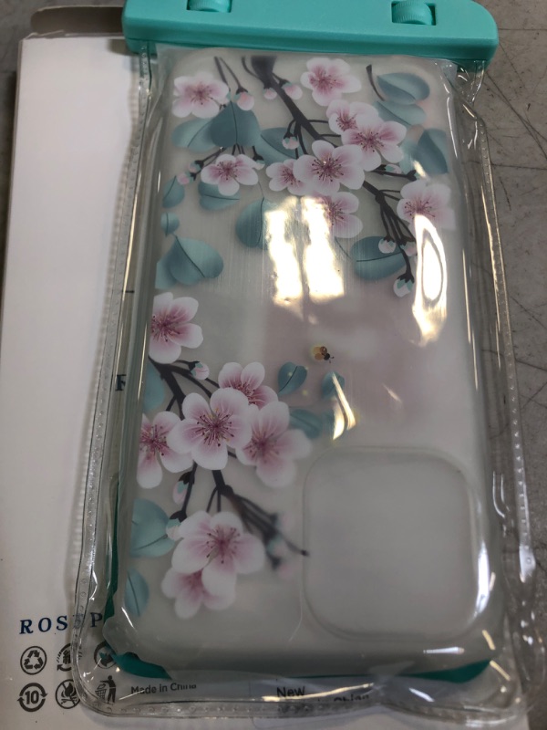 Photo 2 of [5-in-1] RoseParrot iPhone 13 Pro Max Case with Screen Protector + Ring Holder + Waterproof Pouch, Clear with Floral Pattern Design, Shockproof Protective Cover ?Fireflies? B-Fireflies