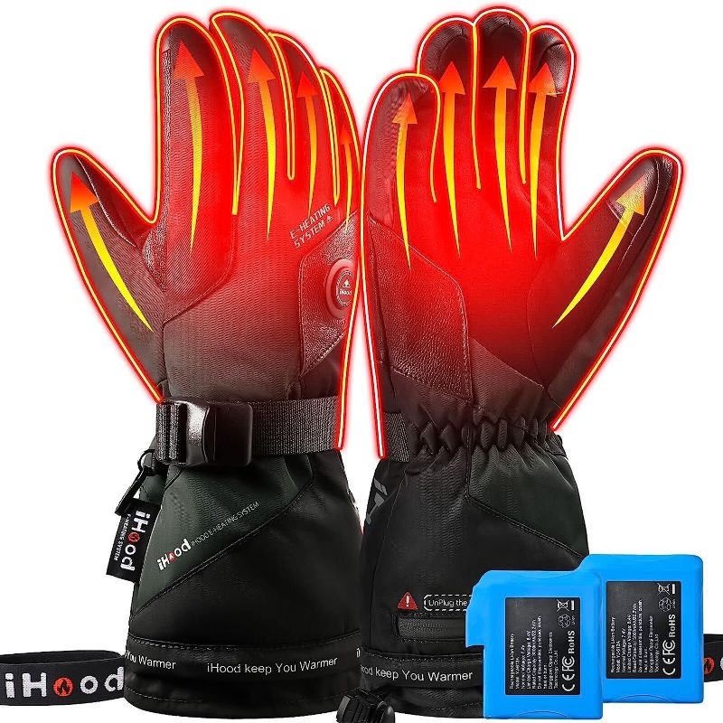 Photo 1 of iHood Heated Gloves for Men and Women, 7.4V Rechargeable Waterproof Touchscreen Battery Electric Heated Hand Warmer Gloves for Outdoor Activities