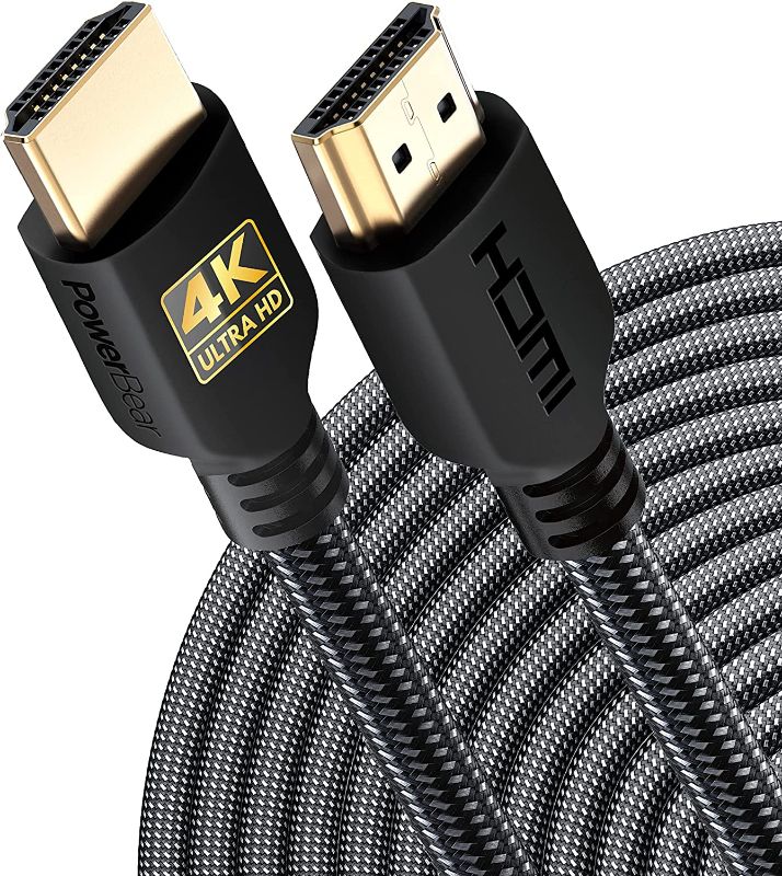 Photo 1 of PowerBear 4K HDMI Cable 40 ft | High Speed Hdmi Cables, Braided Nylon & Gold Connectors, 4K @ 60Hz, Ultra HD, 2K, 1080P, ARC & CL3 Rated | for Laptop, Monitor, PS5, PS4, Xbox One, Fire TV, & More