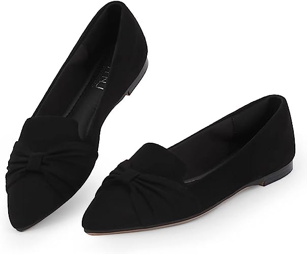 Photo 1 of MUSSHOE Flat Shoes Women Comfortable Pointed Toe Slip on Women's Flats size see 2nd photo black plain size 9