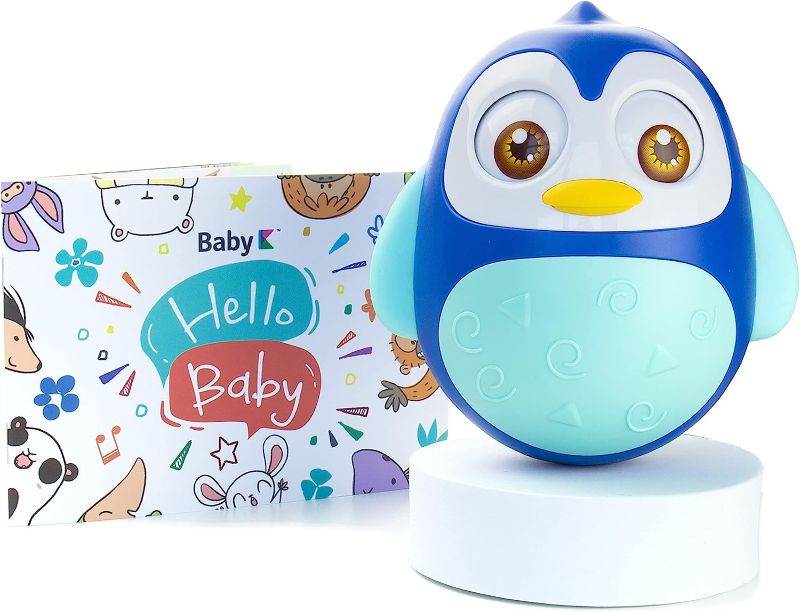 Photo 1 of BABY K Penguin Weeble Wobble Toys (Blue) - Tummy Time Wobbler for Montessori Babies - Musical Roly Poly Toy - Shakes, Rolls and Jingles - Developmental Toys for Newborn Infants 3-6, 7-9, 12-18 Months