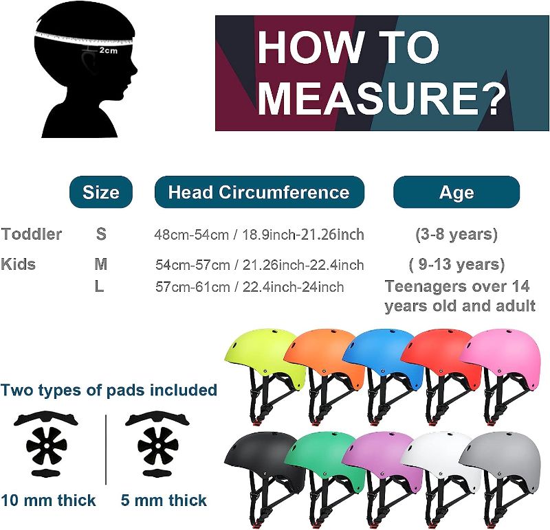 Photo 1 of Bike Helmet 2-8 Years Old Kids Helmets Boys Girls Multi-Sport Helmet Adjustable Skateboard Cycling Helmet Lightweight 2 Sizes, SIZE M 
