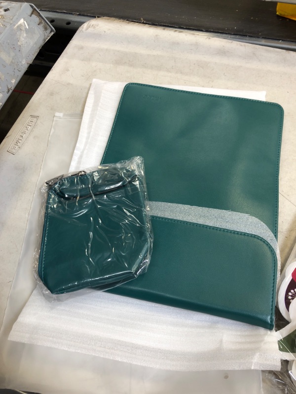 Photo 1 of HYZUO 13 Inch Laptop Sleeve Compatible with MacBook Air M2 A2681 13.6" Display, MacBook Air 13 M1 2018-2022, MacBook Pro 13 M2 M1 2016-2022, Faux Leather Case with Accessory Bag, Dark Green 13-inch Dark Green
