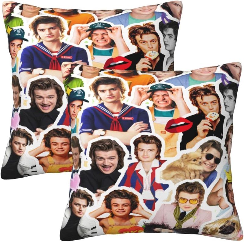 Photo 2 of 
sacjvoek Throw Pillow Covers Joe Keery Steve Harrington Pillowcase Throw Pillows Decorative Zippered Square Pillow Covers Cushion for Sofa Bedroom Office...