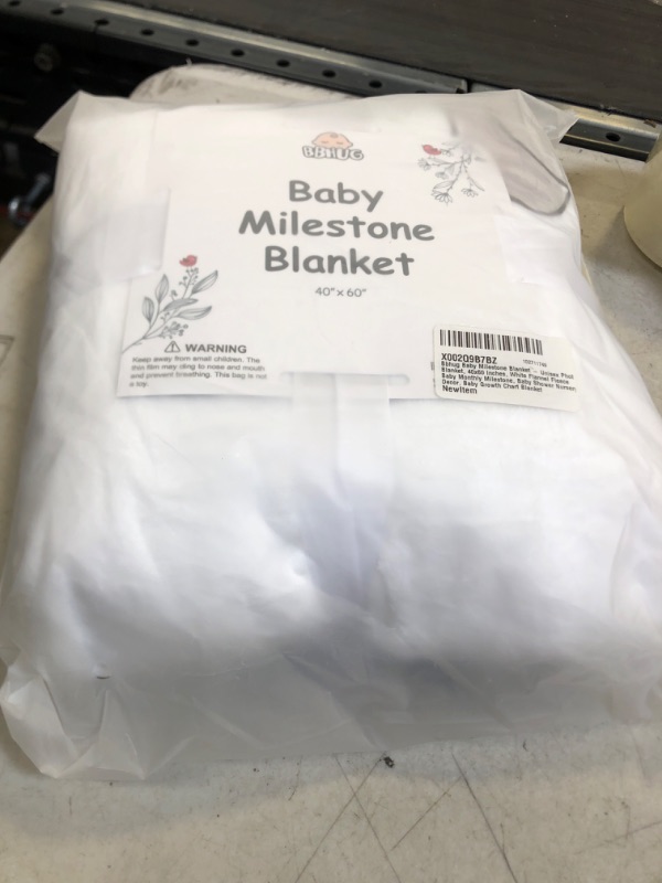 Photo 2 of Bbhug Baby Milestone Blanket - Unisex Photo Blanket, 40x60 Inches, White Flannel Fleece Baby Monthly Milestone, Baby Growth Chart Blanket, Milestone Blanket Baby Boy