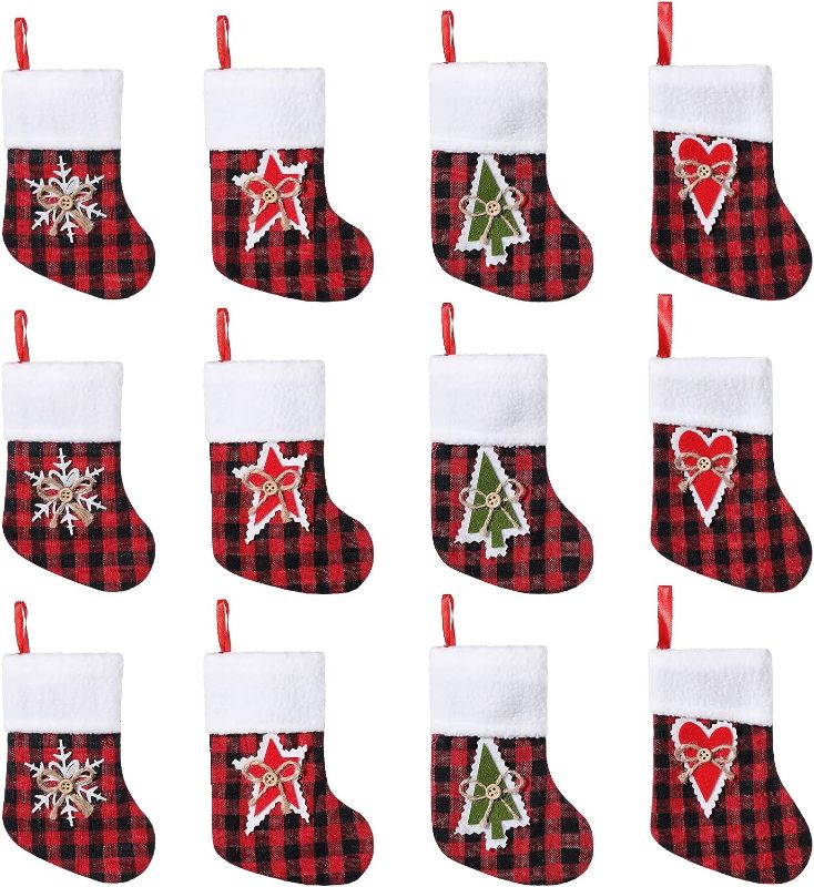 Photo 1 of 12 PCS MINI CHRISTMAS STOCKINGS  SEE 2NDPHOTO FOR ACTUAL DESIGN