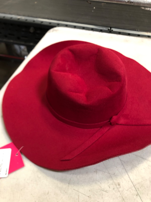 Photo 2 of CHIC Fashion Simple Casual Hat for Women Wide Brim Fedora Retro Floppy Jazz Bucket Cap Light Red