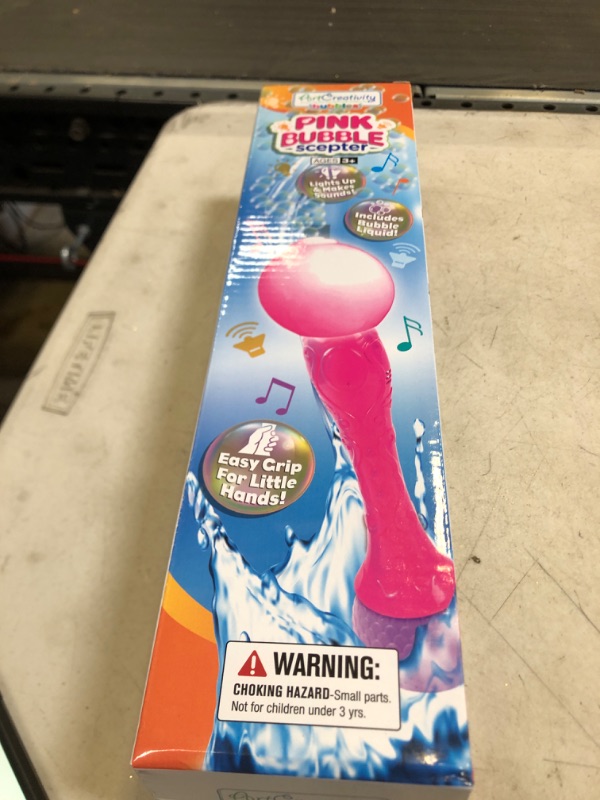 Photo 2 of ArtCreativity Light Up Bubble Blower Wand, 13.5 Inch Illuminating Bubble Blower Wand with Thrilling LED & Sound Effect for Kids, Bubble Fluid & Batteries Included, Great Gift Idea, Party Favor - Pink