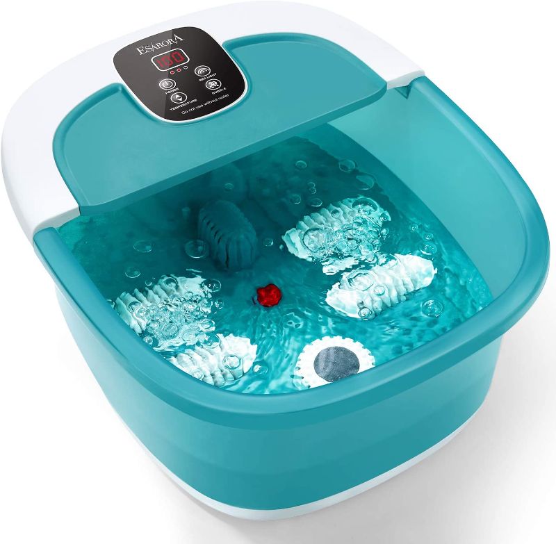 Photo 1 of  Foot Spa, ESARORA Foot Bath Massager with Heat, Bubbles, Pumice Stone, Medicine Box, Temperature Control, Red Light, Ergonomic Massage Rollers and Acupressure Massage Points, Soothe & Relax Tired Feet
