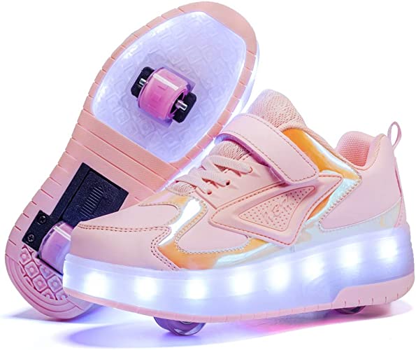 Photo 1 of HHSTS Kids Shoes with Wheels LED Light Color Shoes Shiny Roller Skates Skate Shoes Toddler's Size 12 *** ITEM HAS WEAR FROM PRIOR USE ***