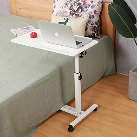 Photo 1 of TigerDad Rolling Laptop Table Rolling Laptop Desk with Wheels Rolling Laptop Stand Adjustable Overbed Bedside Table Overbed Desk(White)
