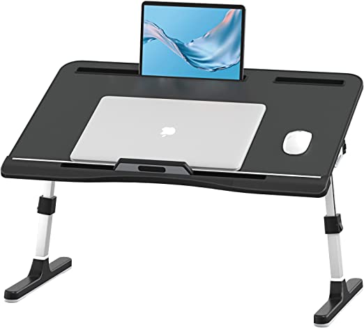 Photo 1 of Foldable Laptop Bed Tray Desk, Adjustable Laptop Bed Table with Heights and Angles, Upgraded-Sturdy Laptop Stand for Bed/Sofa/Couch/Floor, Lap Tablet Desk NO Drawers
