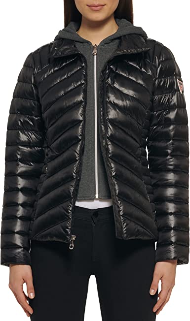 Photo 1 of GUESS Women's Light Packable Jacket – Quilted, Transitional Puffer -- Large *** SMALL TEAR ON ARM OF JACKET ***
