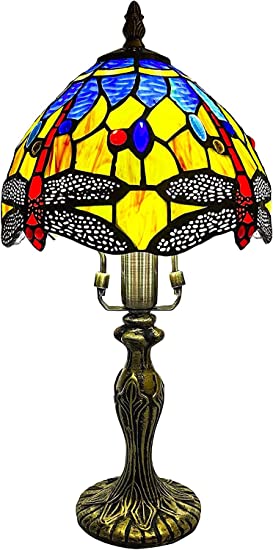 Photo 1 of 1001 LIGHTSUPPLY LIMITED Tiffany Lamp Antique Style Stained Glass Table Light Yellow Rose Lampshade Lover for Parents Wife Living Room Bedroom
