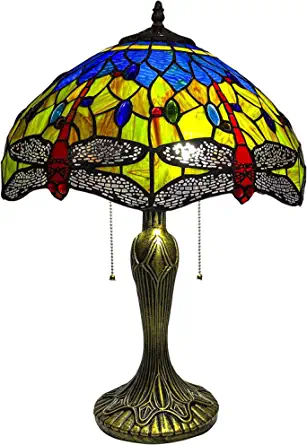 Photo 1 of 1001 LIGHTSUPPLY LIMITED Tiffany Lamp Antique Style Stained Glass Table Light Yellow Rose Lampshade Lover for Parents Wife Living Room Bedroom
