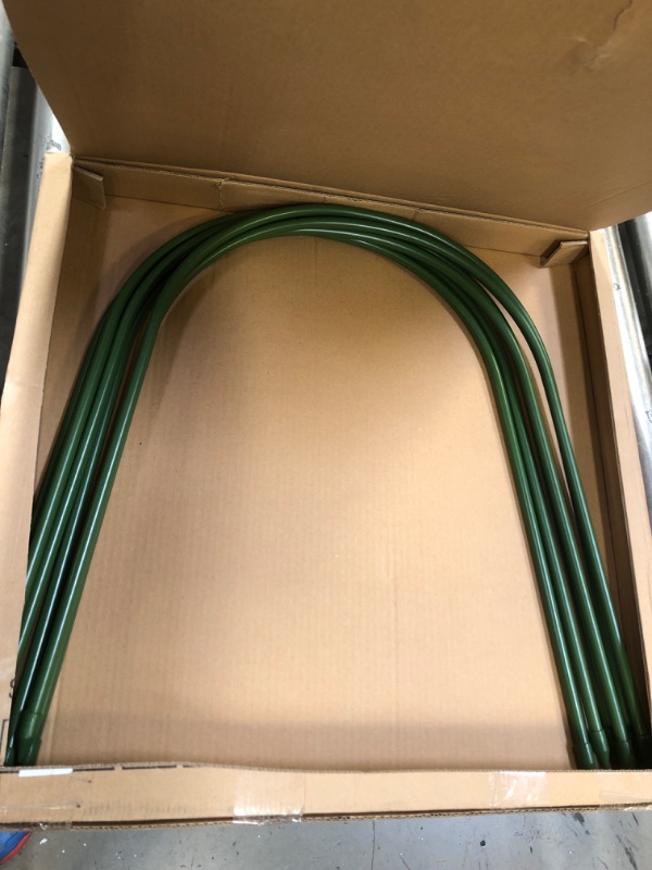 Photo 1 of 6 Pcs Greenhouse Hoops 4ft Grow Tunnel Long Steel with Plastic Coated Hoops Garden Hoops Plant Cover Support Hoops for Garden Fabric Garden Stakes Support Frame Flexible Bent Plant Grow Tunnel Hoops
