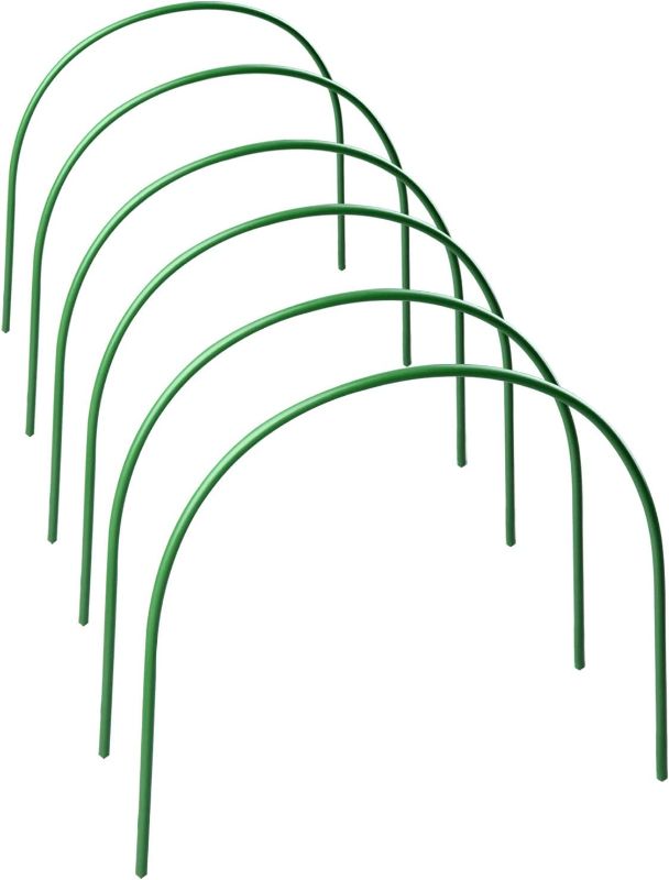 Photo 1 of 6 Pcs Greenhouse Hoops 4ft Grow Tunnel Long Steel with Plastic Coated Hoops Garden Hoops Plant Cover Support Hoops for Garden Fabric Garden Stakes Support Frame Flexible Bent Plant Grow Tunnel Hoops
