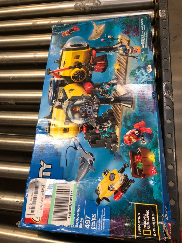 Photo 2 of LEGO City Ocean Exploration Base Playset 60265, with Submarine, Underwater Drone, Diver, Sub Pilot, Scientist and 2 Diver Minifigures, Plus Stingray and Hammerhead Shark Figures (497 Pieces)
