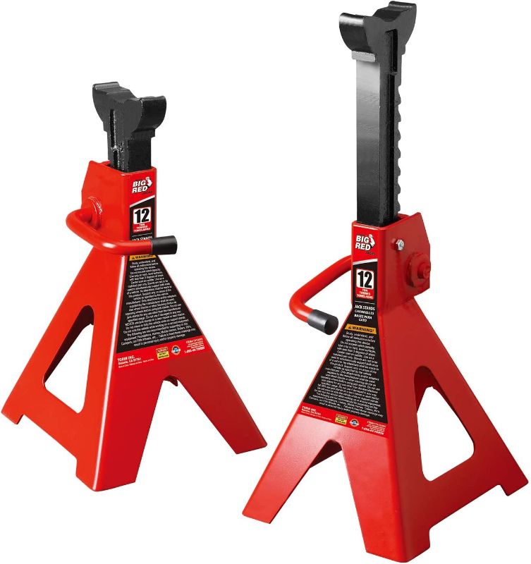Photo 1 of BIG RED T41202 Torin Steel Jack Stands: 12 Ton (24,000 lb) Capacity, Red, 1 Pair
