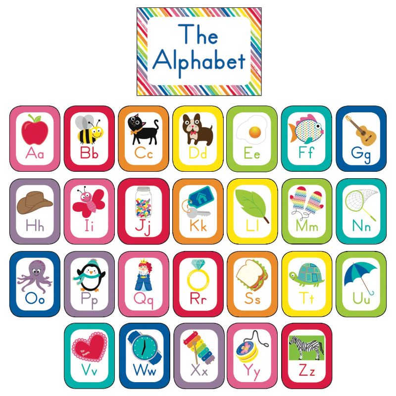 Photo 1 of Schoolgirl Style Decorative Just Teach Alphabet Cards Bulletin Board Set (110392),Multi
