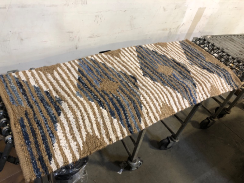 Photo 1 of 71" x 29" Carpet with Brown, White, and Blue