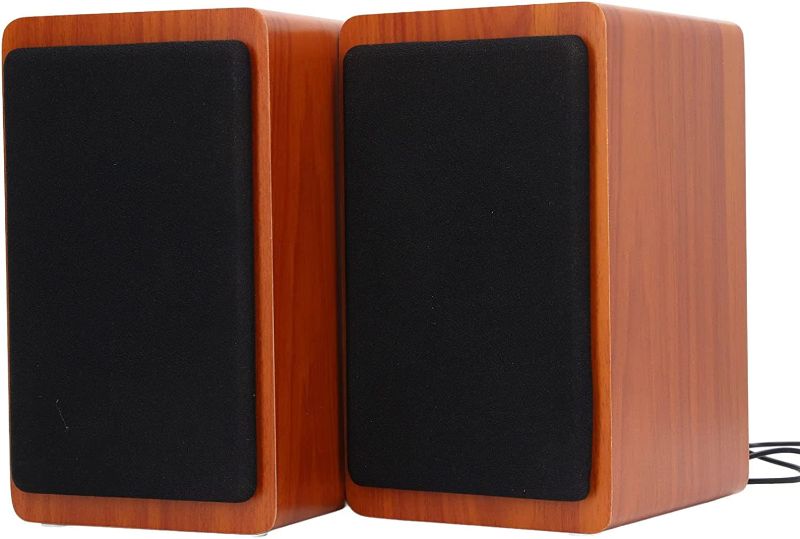 Photo 1 of  Computer Speakers, Wired Bluetooth Desktop Wooden Speaker Subwoofer with Independent Volume Button, Full Range Speaker for Home (Walnut)