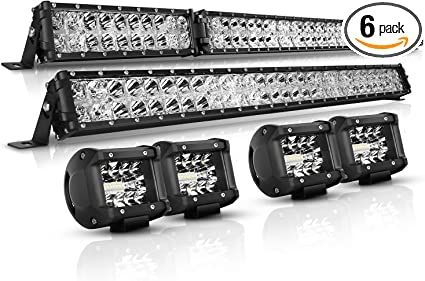 Photo 1 of LED Light Bar Kit, Autofeel 6000K 52 Inch + 32 Inch 35000LM Flood Spot Beam Combo White LED Light Bars + 4PCS 4" LED Light Pods Combo Fit for Truck UTV Boat
