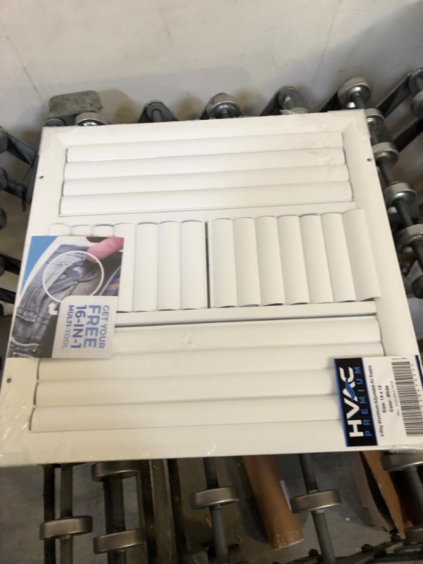 Photo 2 of 14" w X 14" h 4-Way Aluminum Curved Blade Adjustable Air Supply HVAC Diffuser - Full Control Vertical/Horizontal Airflow Direction - Vent Duct Cover [Outer Dimensions: 15.65" w X 15.65" h] 14x14