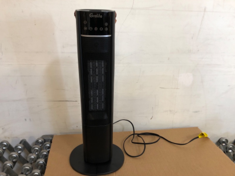 Photo 2 of 26" Space Heater for Indoor Use, Grelife 1500W PTC Fast Heating Oscillating Ceramic Heater with Thermostat, Remote, Overheat&Tip-Over Protection, 12H Timer, Portable Electric Heater for Bedroom Office **missing remote and bottom attachment** 
