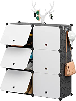 Photo 1 of Aeitc Shoe Rack Organizer DIY Shoe Organizer with Key Hook Expandable Shoe Storage Cabinet Stackable Space Saver Shoe Rack for Entryway, Hallway and Closet,24 Pair,white doors