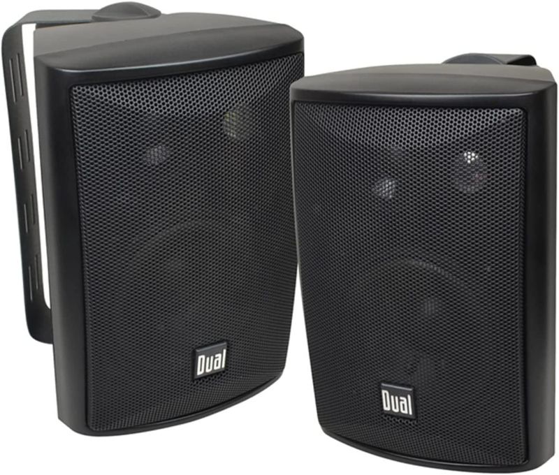 Photo 1 of Dual Electronics LU43PB 3-Way High Performance Outdoor Indoor Speakers with Powerful Bass | Effortless Mounting Swivel Brackets | All Weather Resistance | Expansive Stereo Sound Coverage | Sold in Pairs, Black
