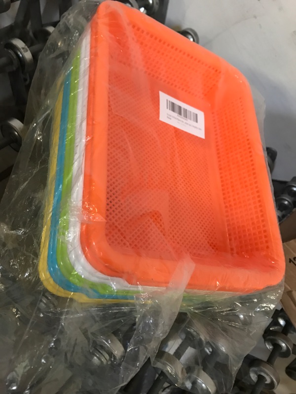 View 2 of Frcctre 10 Pack Plastic Storage Baskets, 9.5"X7"X2.6" Colorful Stackable Desktop Organizer Baskets Trays, Organizer Baskets for Classroom Office Home Pantry Use
