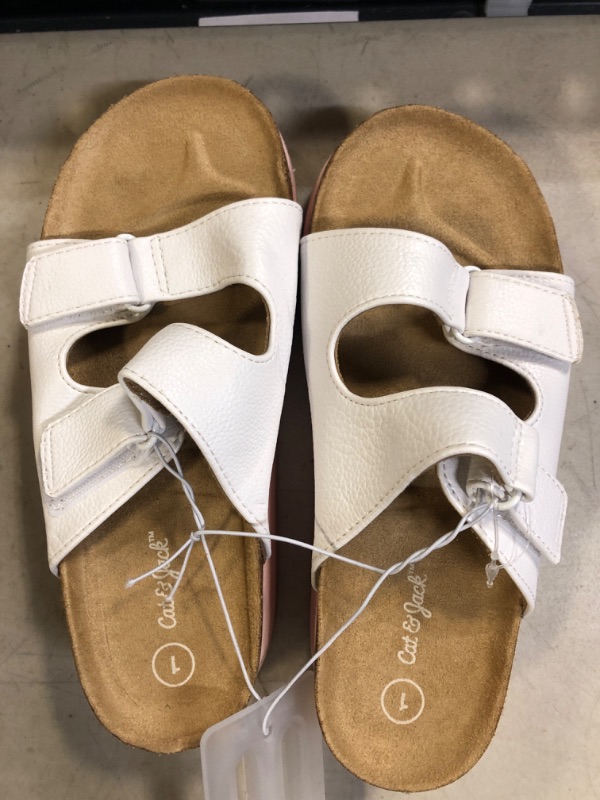 Photo 1 of CAT & JACK SANDALS SIZE 1 WHITE SIZE 