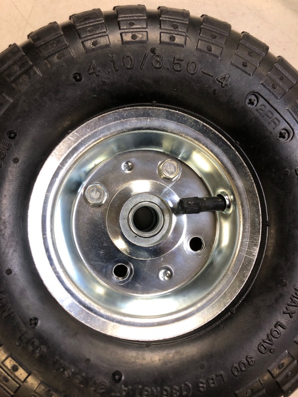 Photo 3 of 2 Pack:: 4.10/3.50-4" Pneumatic Air Filled Heavy-Duty Wheels/Tires,10" All Purpose Utility Wheels/Tires for Hand Truck/Gorilla Utility Cart/Garden Cart,5/8" Center Bearing,2.25" Offset Hub…
