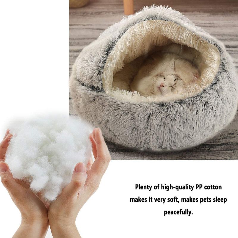 Photo 2 of  Plush Pet Bed, Cat Cuddler House Small Pet Bedding Cushion 
SIZE S
BEIGE
***STOCK PHOTO FOR REFERENCE ONLY*** COLOR IS BEIGE NOT GRAY