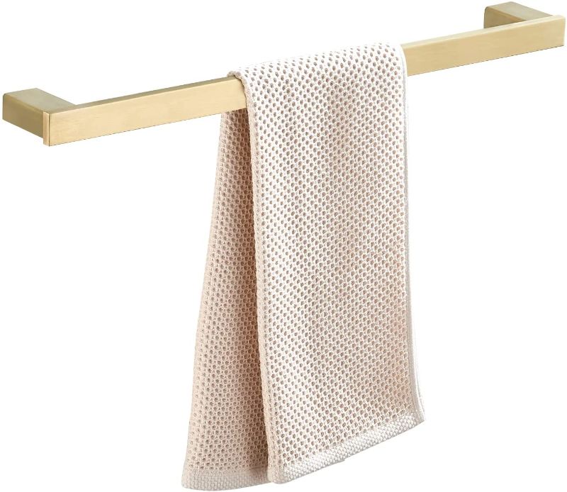 Photo 1 of BATHSIR Gold Towel Bar, Brushed Gold Towel Rack 24 Inch Bathroom Towel Holder Square Wall Mounted Stainless Steel
