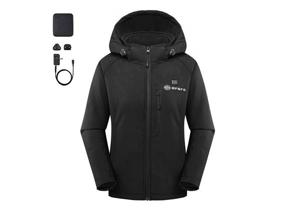 Photo 1 of ORORO Women's X-Large Black 7.2-Volt Lithium-Ion Slim Fit Heated Jacket with (1) 5.2 Ah Battery Pack and Detachable Hood
