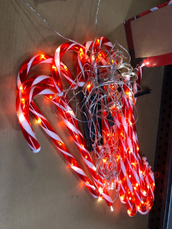 Photo 2 of 24.5" Candy Cane Lights with Stakes, 12 Packs Large Christmas Pathway Lights  