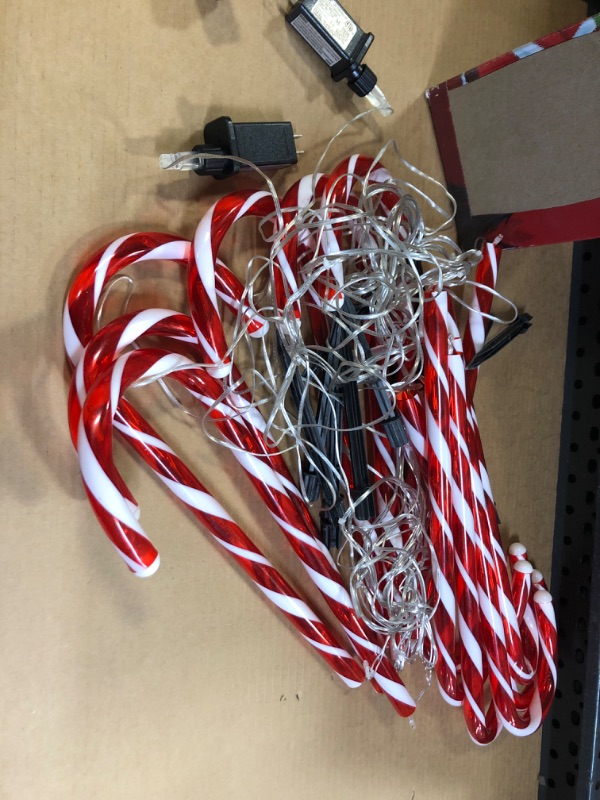 Photo 3 of 24.5" Candy Cane Lights with Stakes, 12 Packs Large Christmas Pathway Lights  