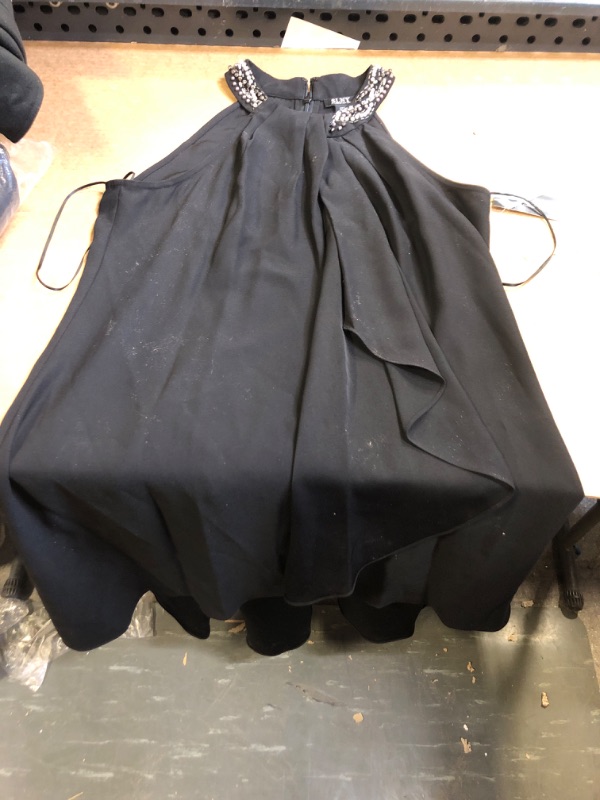 Photo 2 of 12P----S.L. Fashions Women's Jewel Halter Sheath Dress (Petite ) 12 Petite Black Hi Low