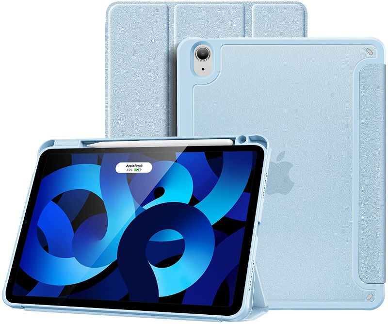 Photo 1 of ProCase iPad Air 5th Generation Case 2022, iPad Air 4th Gen 10.9 Inch 2020 Case with Pencil Holder, Trifold Lightweight Hard Shell Slim Smart Cover for 10.9" iPad Air 5 Air 4 -SkyBlue
