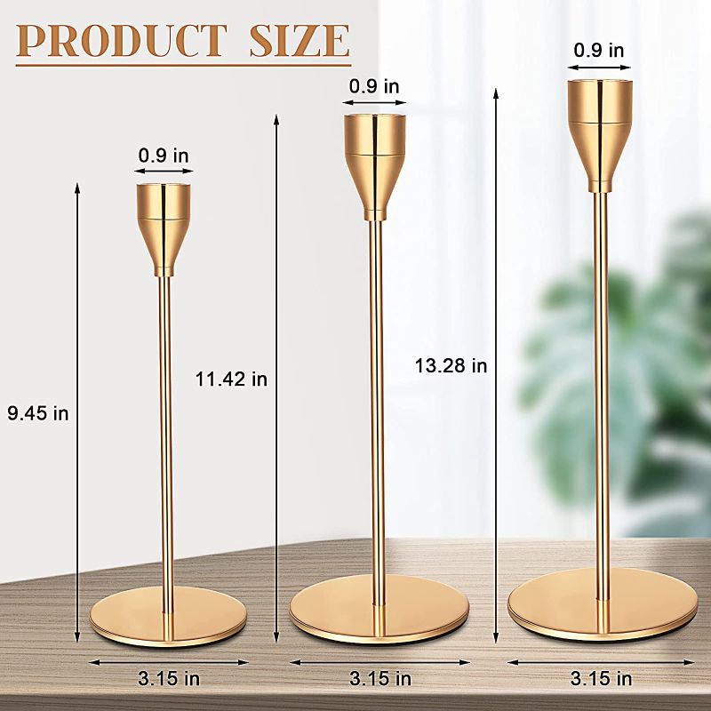 Photo 2 of 6 Pieces Metal Christmas Candle Holders Decorative Candlestick  Fits 0.75 Inch Thick Candles (Gold,Classic Style)----factory sealed 
