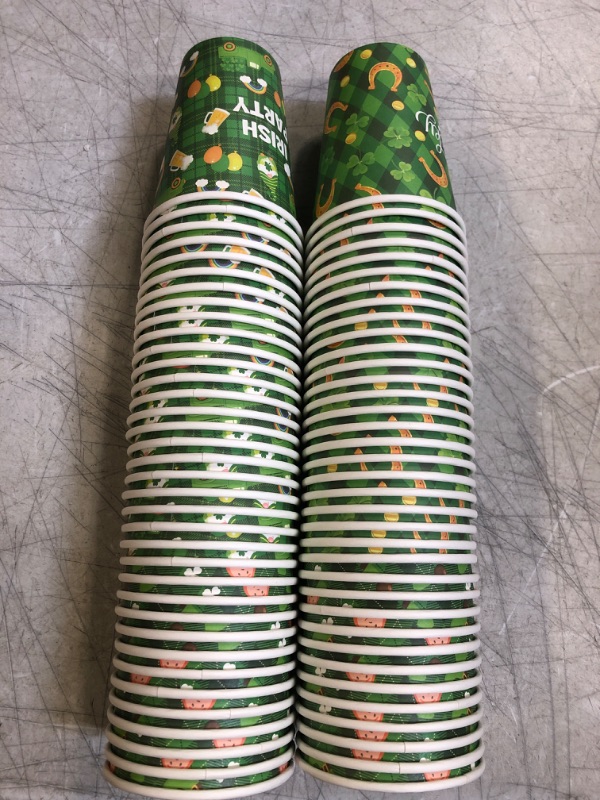 Photo 2 of 72 Pieces St. Patrick's Day Paper Cups 12 oz Shamrock Clover Coffee Cups Green Irish Theme Disposable Cups for St. Patrick's Day Party Supplies...
