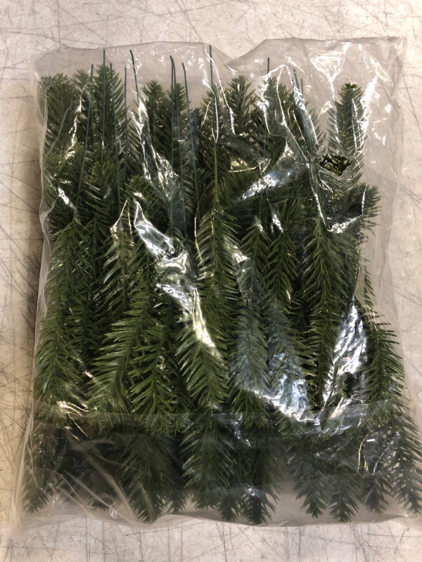 Photo 2 of 30pcs Artificial Pine Branches Christmas Greenery Stems Faux Pine Leaves Twigs Pine Picks for Christmas Tree Wreath Garland Xmas Decoration
