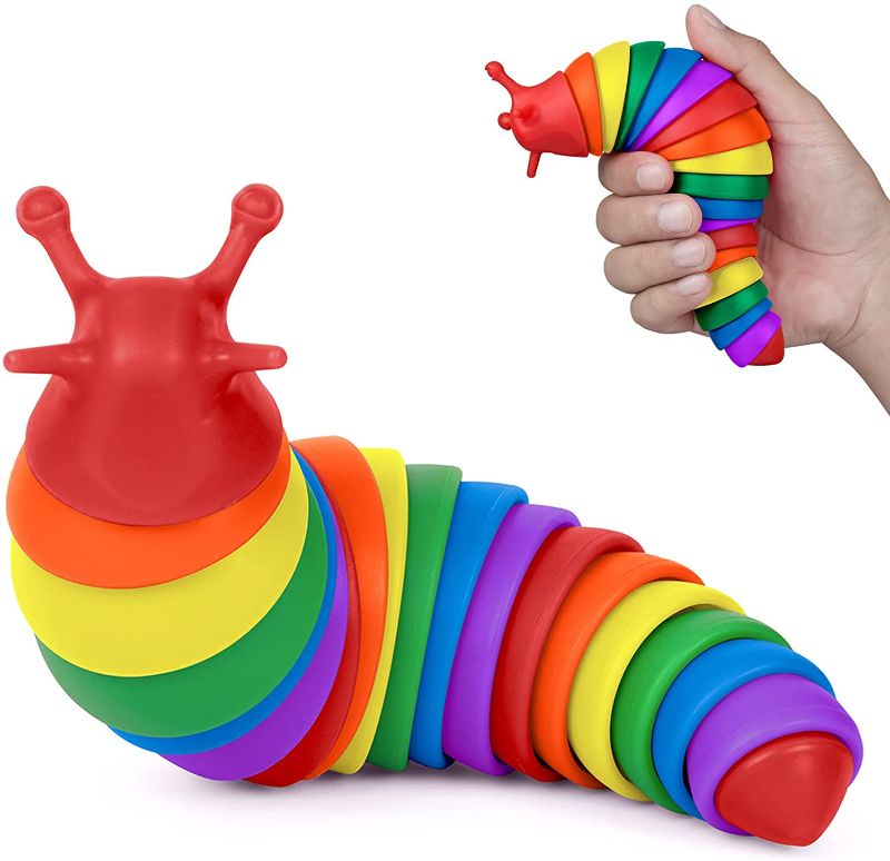 Photo 1 of IFiwin Fidget Slug, Sensory Slug Toys for Autistic Children and Adults, 7.5" Articulated Sticky Stretch Slug Sensory Fidget Toys,Anxiety Relief...
