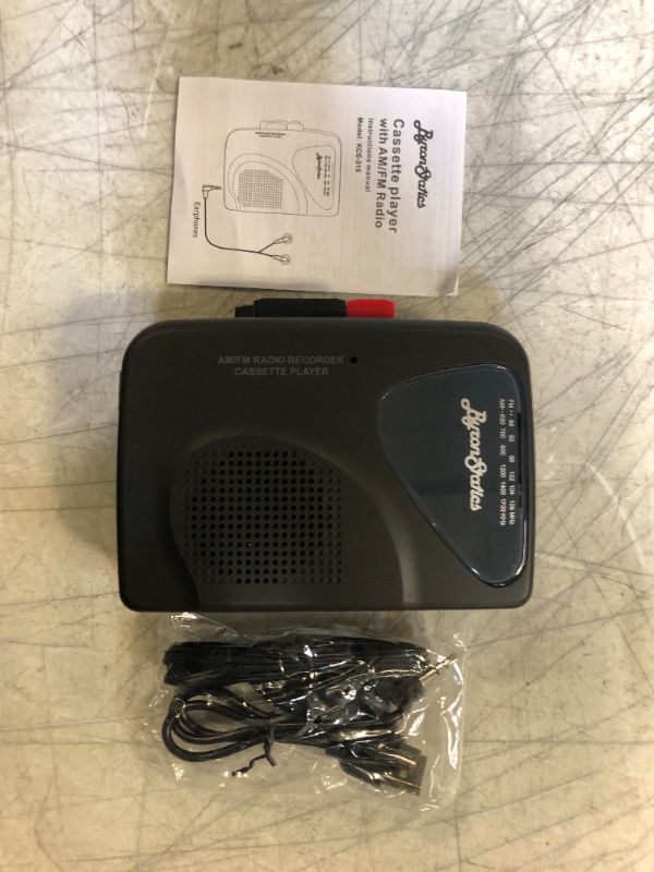 Photo 3 of ByronStatics Portable Cassette Players Recorders FM AM Radio Walkman Tape Player Built In Mic External Speakers Manual Record VAS Automatic Stop System 2AA Battery Or USB Power Supply Headphone Black